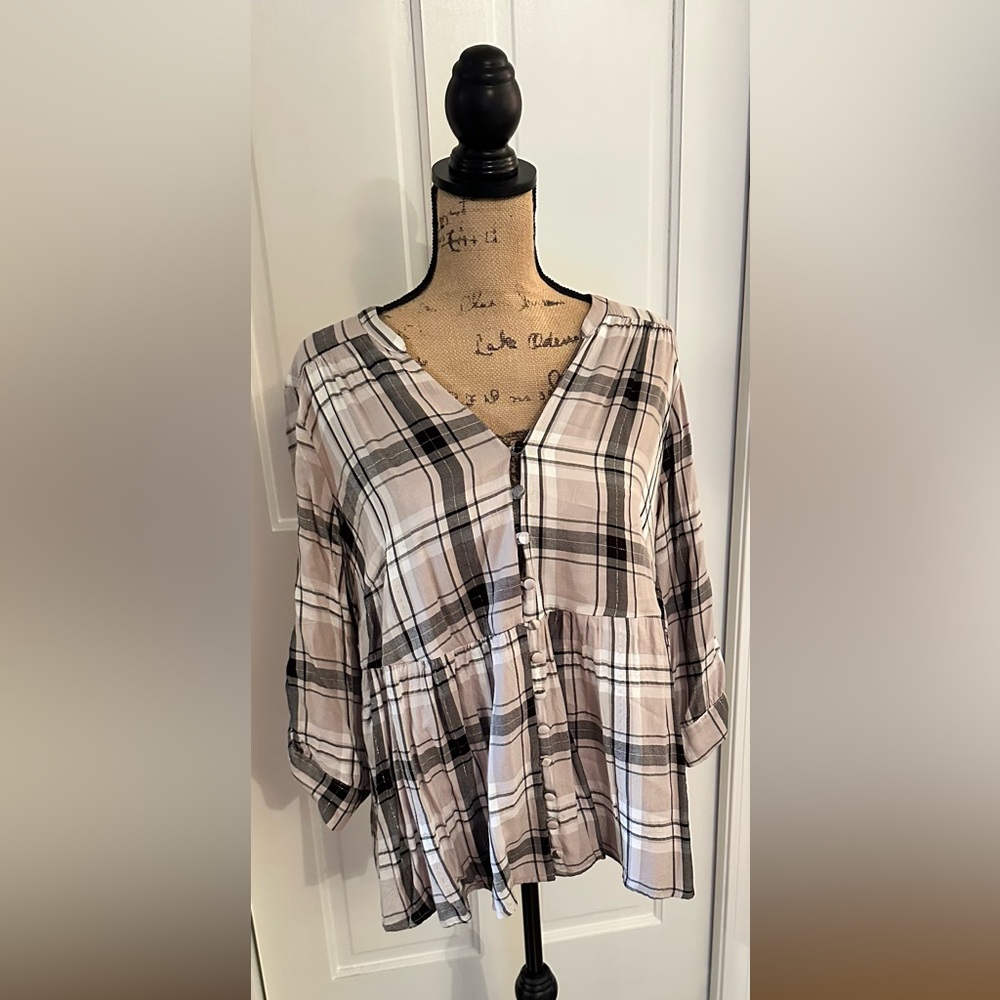 Torrid Rayon Babydoll Top, Plaid